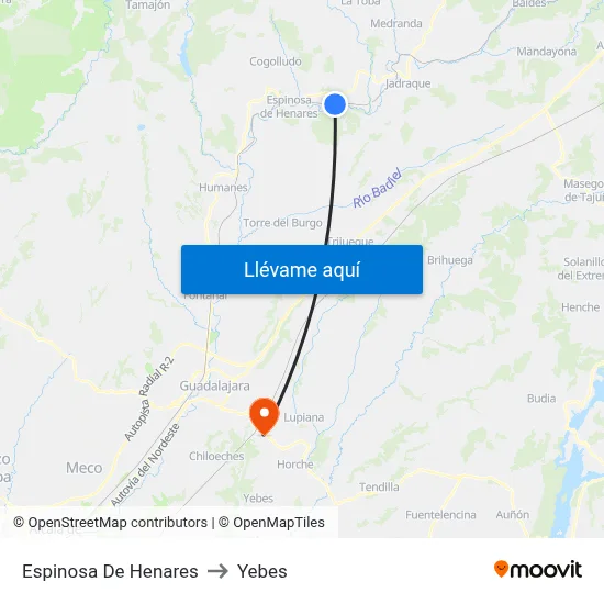Espinosa De Henares to Yebes map