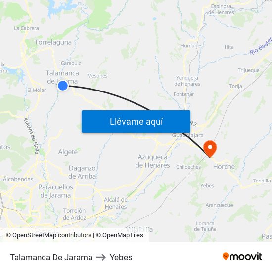 Talamanca De Jarama to Yebes map