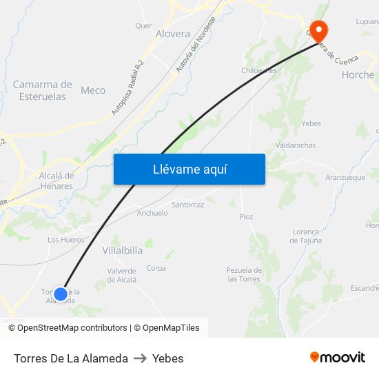 Torres De La Alameda to Yebes map