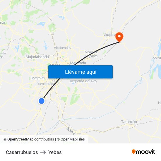 Casarrubuelos to Yebes map