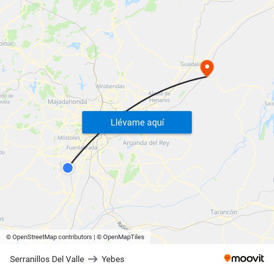 Serranillos Del Valle to Yebes map