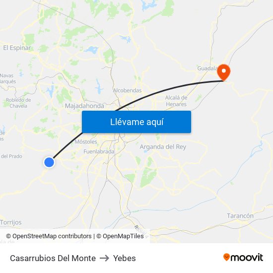 Casarrubios Del Monte to Yebes map