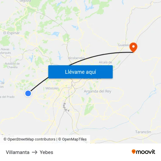 Villamanta to Yebes map
