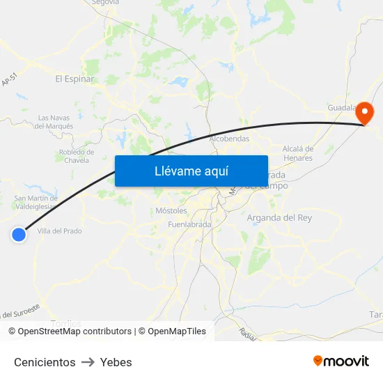 Cenicientos to Yebes map