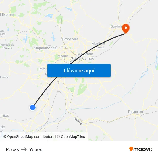 Recas to Yebes map