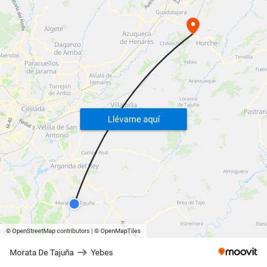 Morata De Tajuña to Yebes map