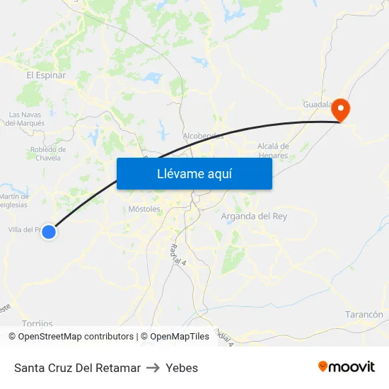 Santa Cruz Del Retamar to Yebes map