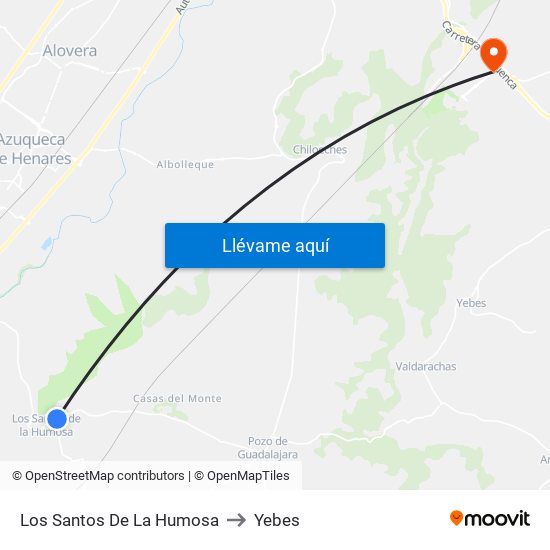 Los Santos De La Humosa to Yebes map