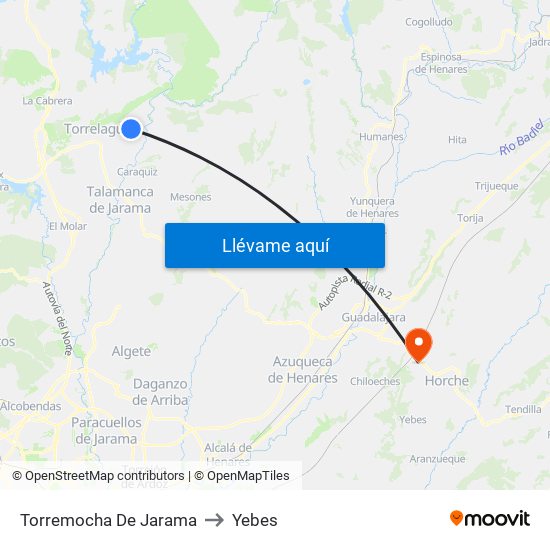 Torremocha De Jarama to Yebes map