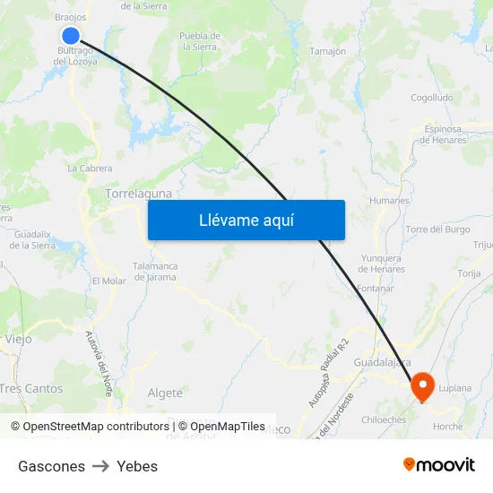 Gascones to Yebes map