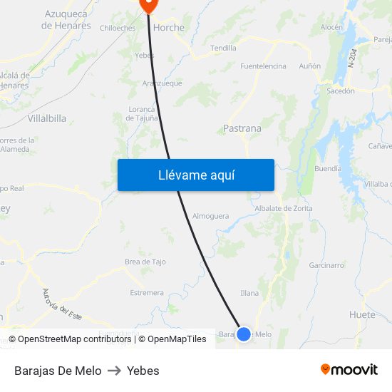Barajas De Melo to Yebes map