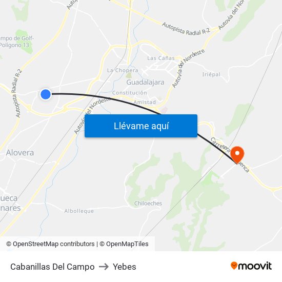 Cabanillas Del Campo to Yebes map