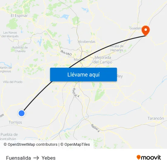 Fuensalida to Yebes map