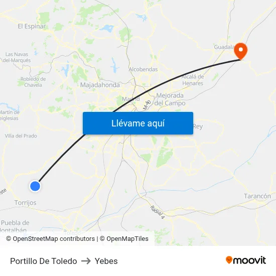 Portillo De Toledo to Yebes map