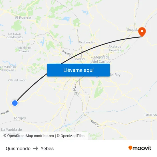 Quismondo to Yebes map