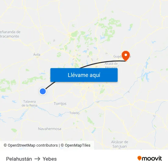 Pelahustán to Yebes map