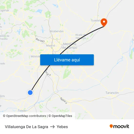 Villaluenga De La Sagra to Yebes map