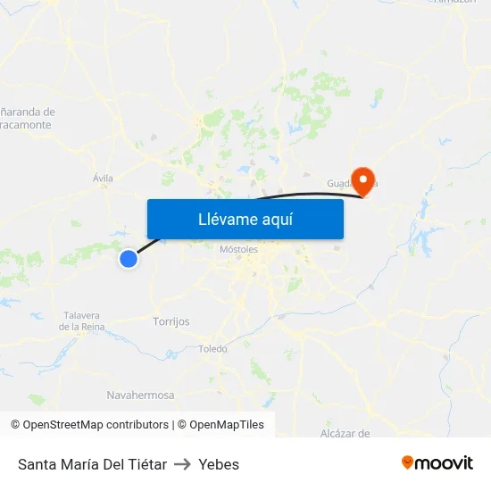 Santa María Del Tiétar to Yebes map