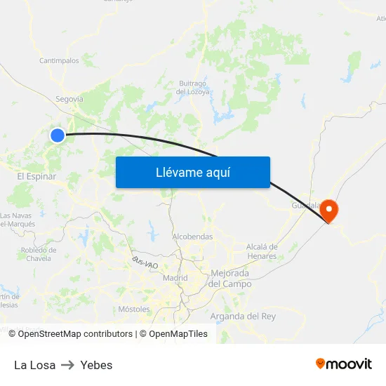 La Losa to Yebes map