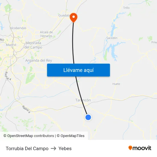 Torrubia Del Campo to Yebes map