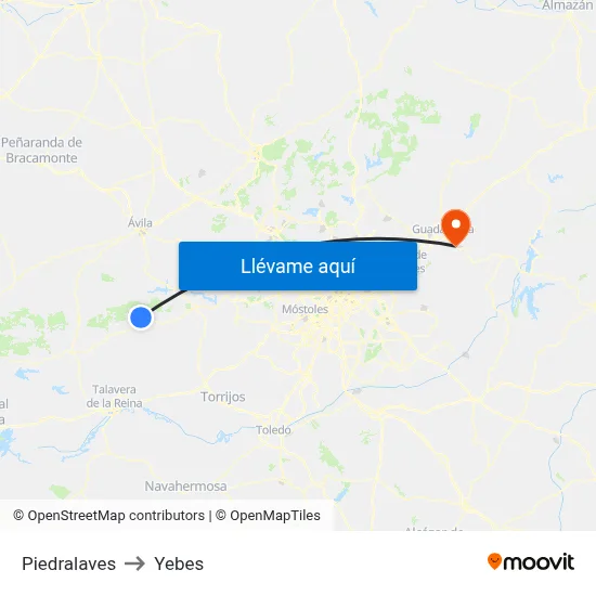 Piedralaves to Yebes map