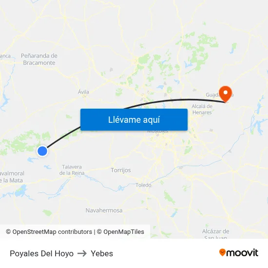 Poyales Del Hoyo to Yebes map
