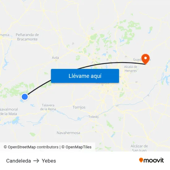 Candeleda to Yebes map