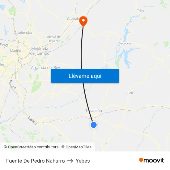 Fuente De Pedro Naharro to Yebes map
