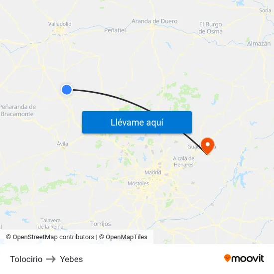 Tolocirio to Yebes map