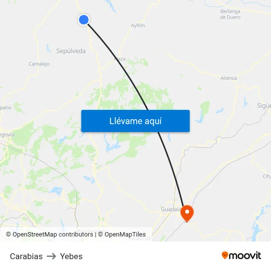 Carabias to Yebes map