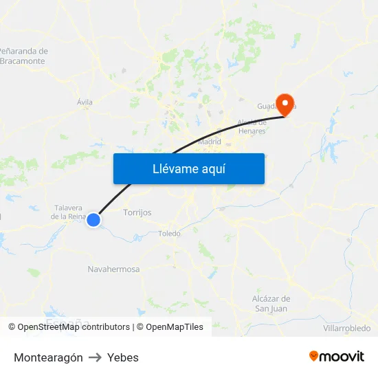 Montearagón to Yebes map