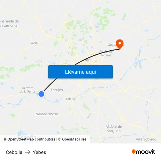 Cebolla to Yebes map