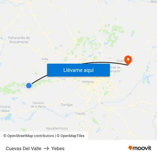 Cuevas Del Valle to Yebes map