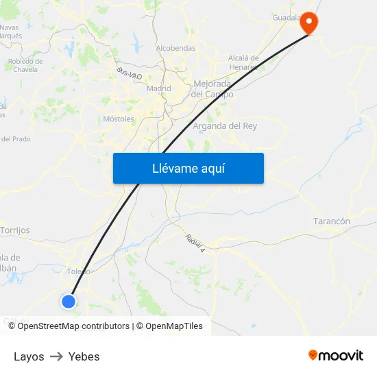 Layos to Yebes map