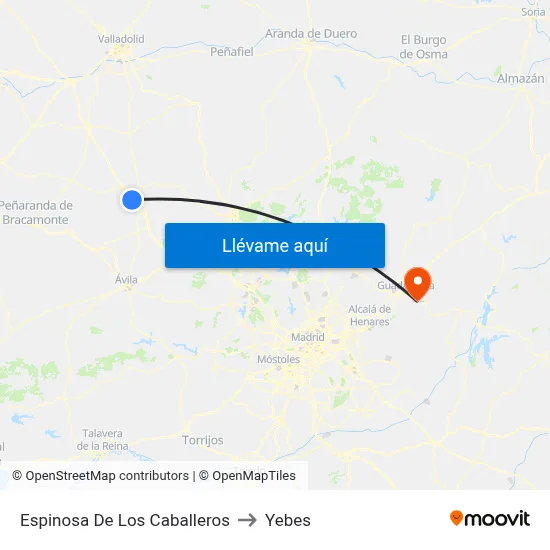 Espinosa De Los Caballeros to Yebes map