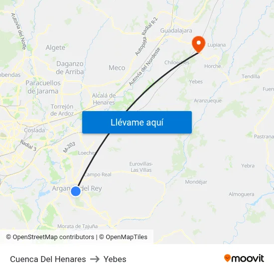 Cuenca Del Henares to Yebes map