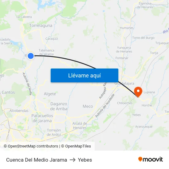 Cuenca Del Medio Jarama to Yebes map