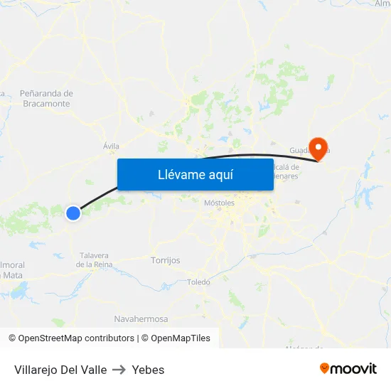 Villarejo Del Valle to Yebes map