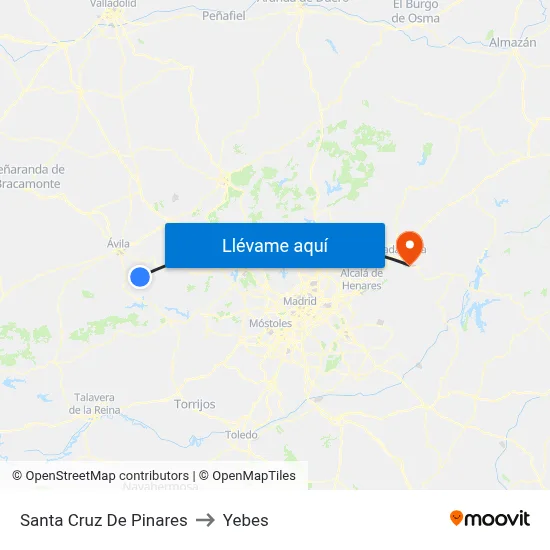 Santa Cruz De Pinares to Yebes map