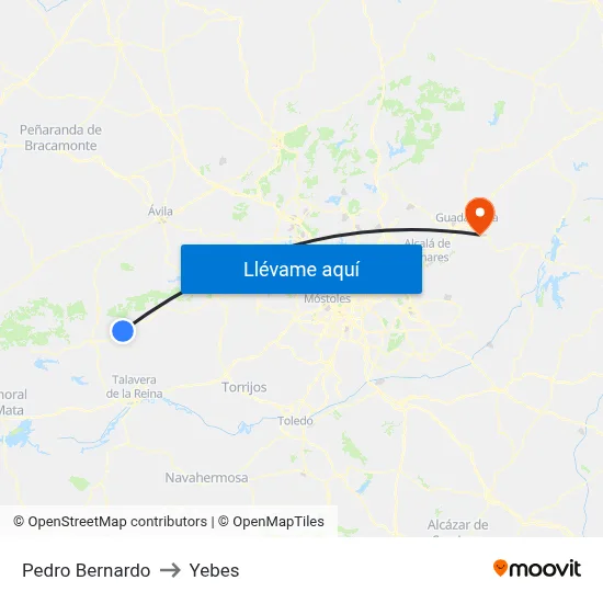 Pedro Bernardo to Yebes map