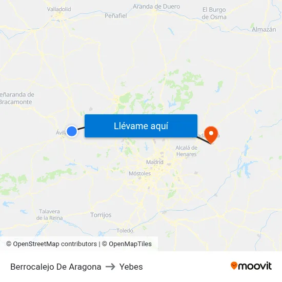 Berrocalejo De Aragona to Yebes map