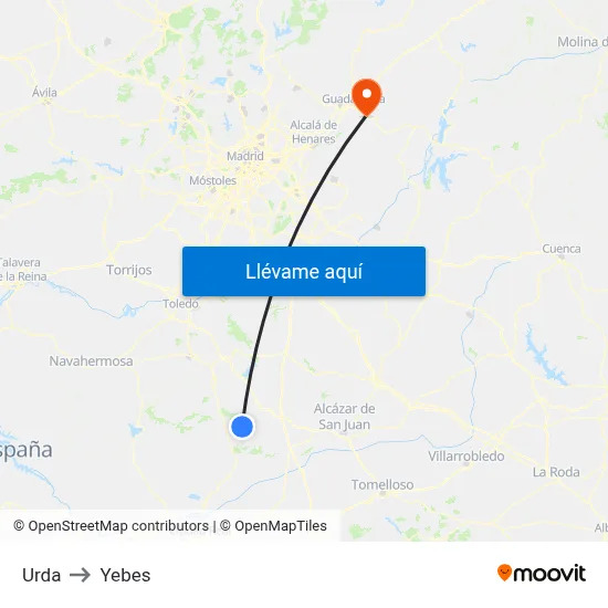 Urda to Yebes map