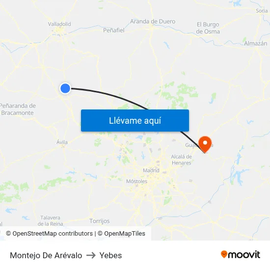 Montejo De Arévalo to Yebes map