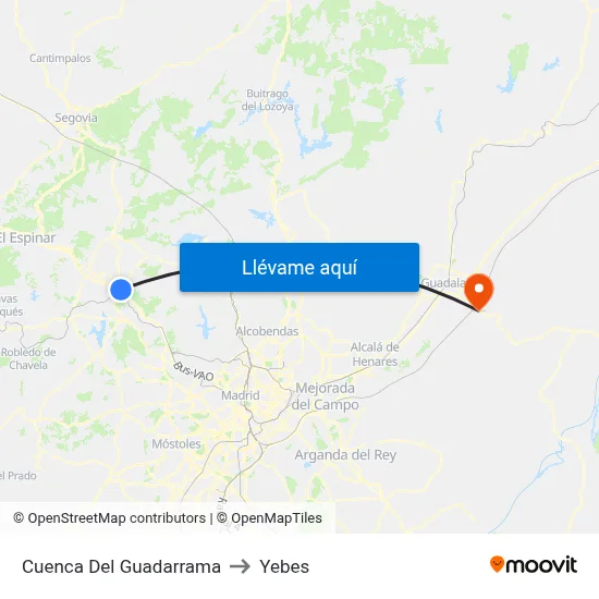 Cuenca Del Guadarrama to Yebes map