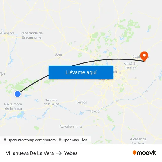 Villanueva De La Vera to Yebes map