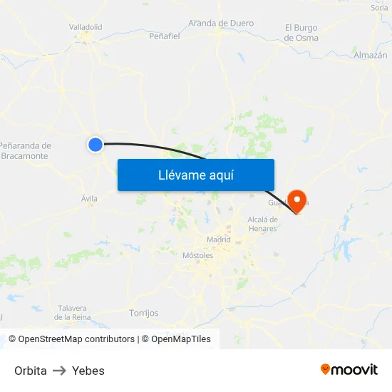 Orbita to Yebes map
