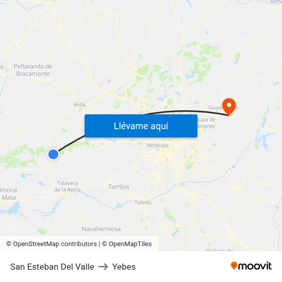 San Esteban Del Valle to Yebes map