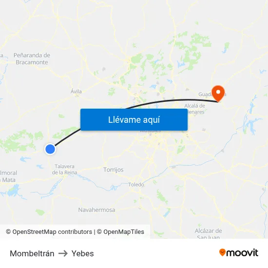Mombeltrán to Yebes map