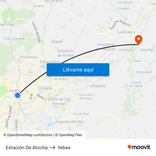 Estación De Atocha to Yebes map
