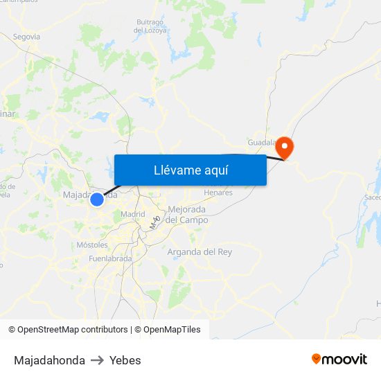 Majadahonda to Yebes map